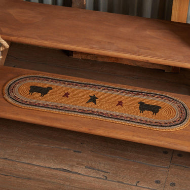 Heritage Farms Sheep Jute Stair Tread Oval Latex 8.5x27 VHC Brands - The Fox Decor